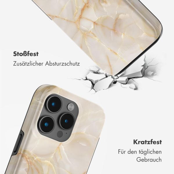 Selencia Vivid Tough Back Cover mit MagSafe für das iPhone 15 Pro Max - Golden Beige Marble