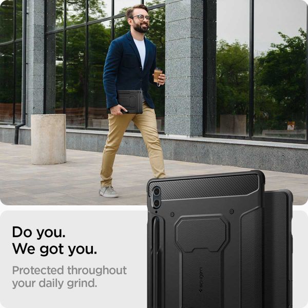 Spigen Rugged Armor Pro Klapphülle für das Samsung Galaxy Tab S9 FE Plus - Schwarz