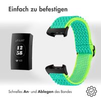 imoshion Elastisches Nylonarmband für das  Fitbit Charge 3 / 4 - Green & Yellow