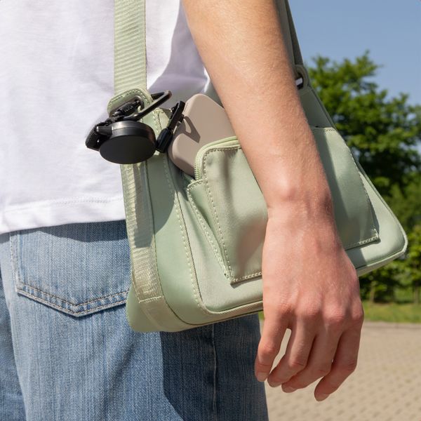 imoshion Ausziehbares Kabel mit Karabinerhaken und Telefon-Pad - Anti-Diebstahl-Telefonband - Schwarz