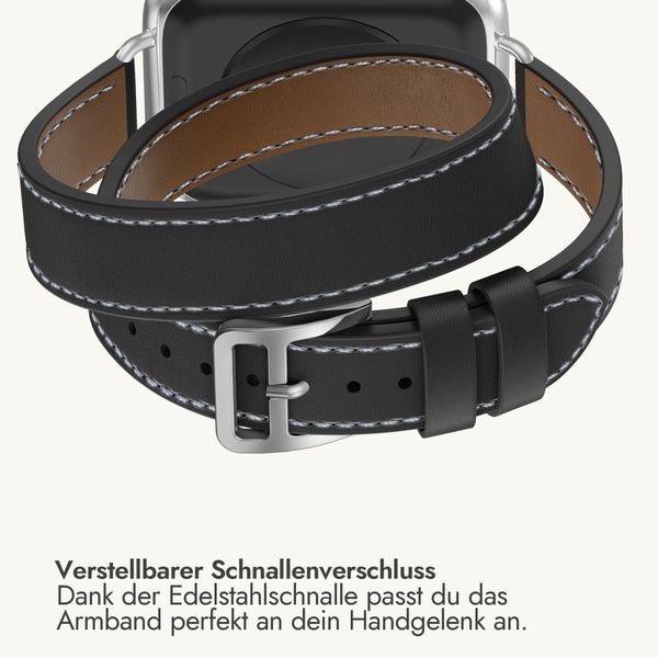 Selencia Élan Double strap Armband für Apple Watch | 38/40/41/42 mm - Schwarz