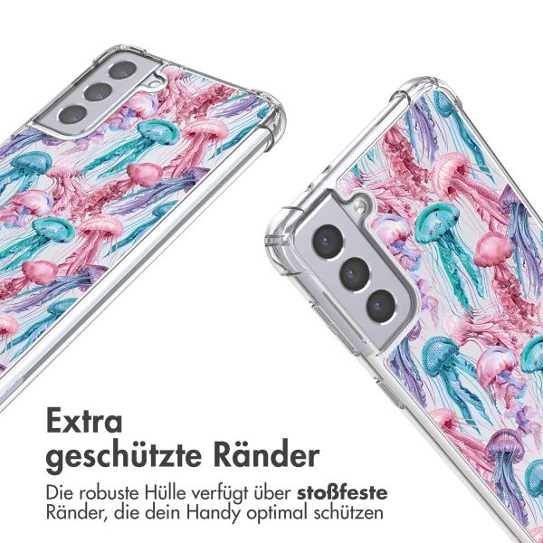 imoshion Design Hülle mit Band Samsung Galaxy S21 - Jellyfish Watercolor