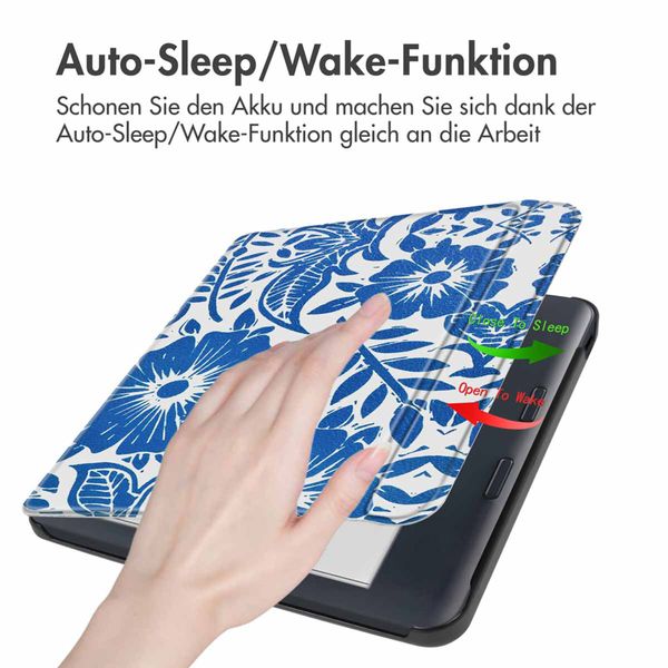 imoshion Design Slim Hard Case Sleepcover mit Stand Kobo Libra Colour - Flower Tile