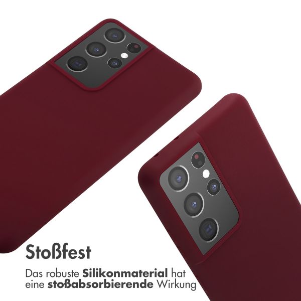 imoshion Silikonhülle mit Band für das Samsung Galaxy S21 Ultra - Dunkelrot