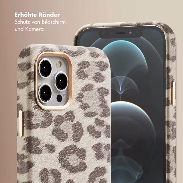 Selencia Sabi Backcover Leopardenmuster mit MagSafe Apple iPhone 12 (Pro) - Soft Ivory