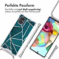 imoshion Design Hülle mit Band Samsung Galaxy A71 - Petrol Green Graphic