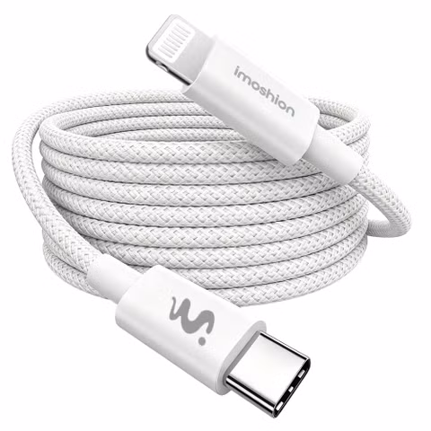 imoshion Braided USB-C-zu-Lightning-Kabel 30 W - 1 Meter - Weiß