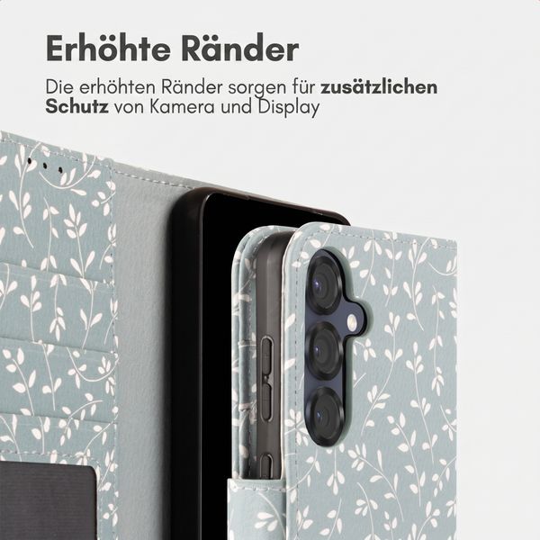 imoshion Design Klapphülle Samsung Galaxy S25 - Smoke Green Flowers