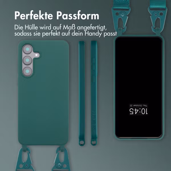 Selencia SilikonHülle mit abnehmbarem Band Samsung Galaxy S25 FE - Dunkelgrün