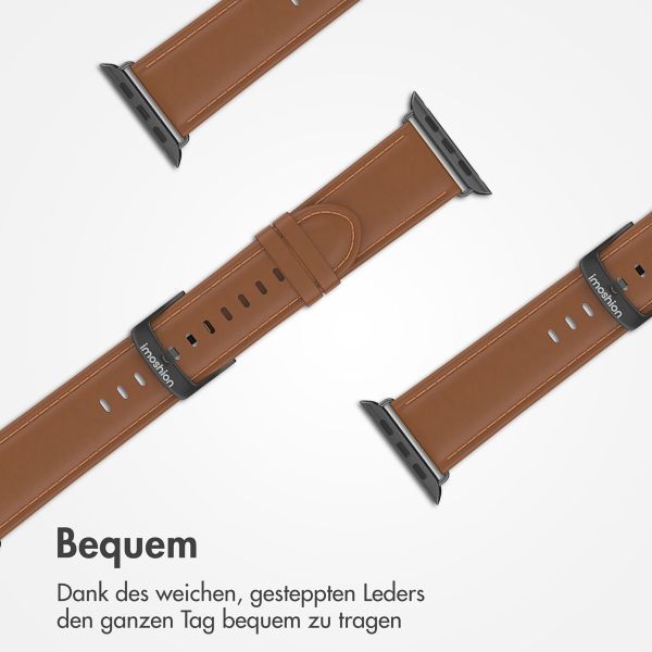imoshion Classic Lederarmband für das  Apple Watch Series 1 t/m 9 / SE (38/40/41 mm) | Series 10 / 11 (42 mm) - Braun