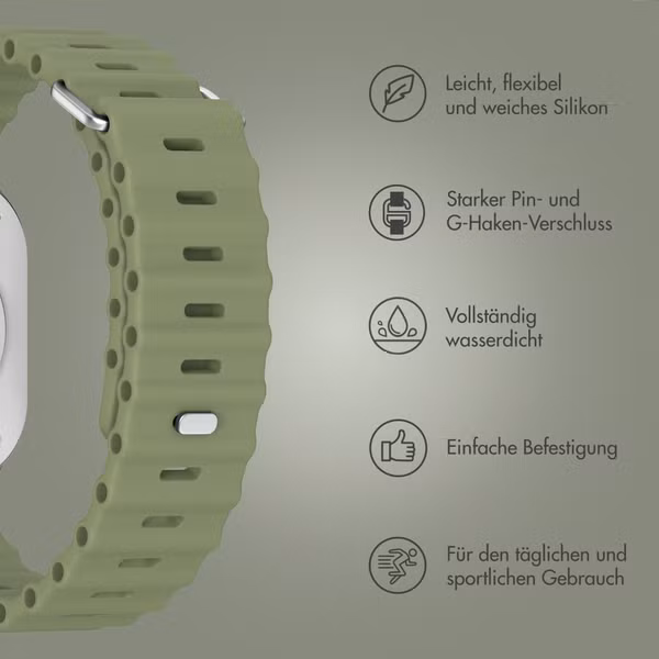 Accezz Ocean Armband für Apple Watch Series 1 - 11 / SE / Ultra (44/45/46/49 mm) - Khaki