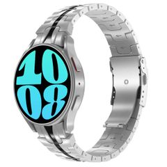 Accezz Steel Band für das  Samsung Galaxy Watch 4 / 5 / 6 / 7 / FE (20 mm) - Zilver & Zwart / Silver & Black