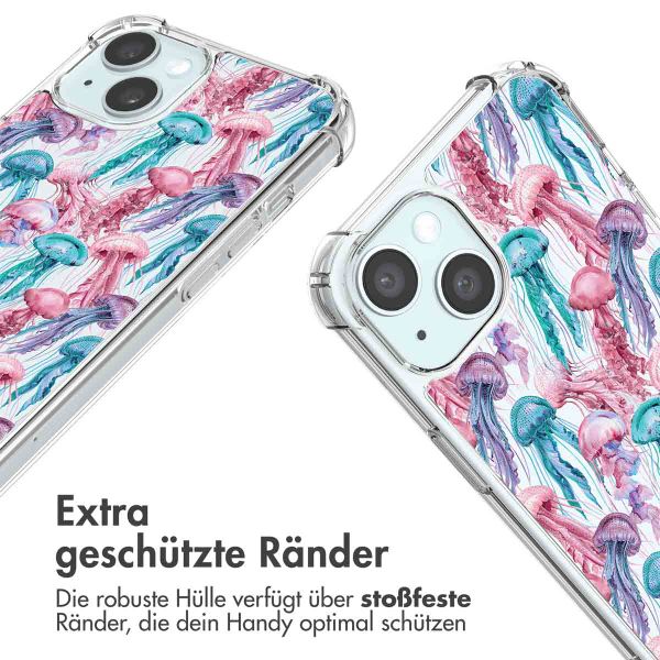 imoshion Design Hülle mit Band Apple iPhone 15 - Jellyfish Watercolor