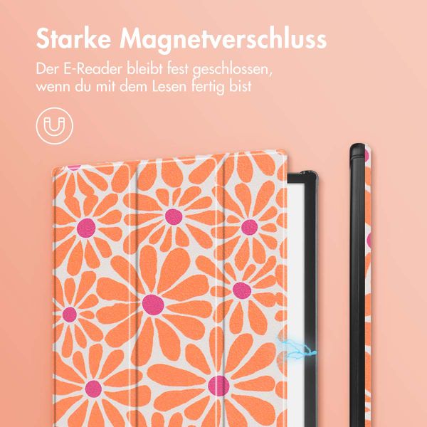 imoshion Design Trifold Hard Case Sleepcover Pocketbook InkPad X Pro - Orange Flowers Connect