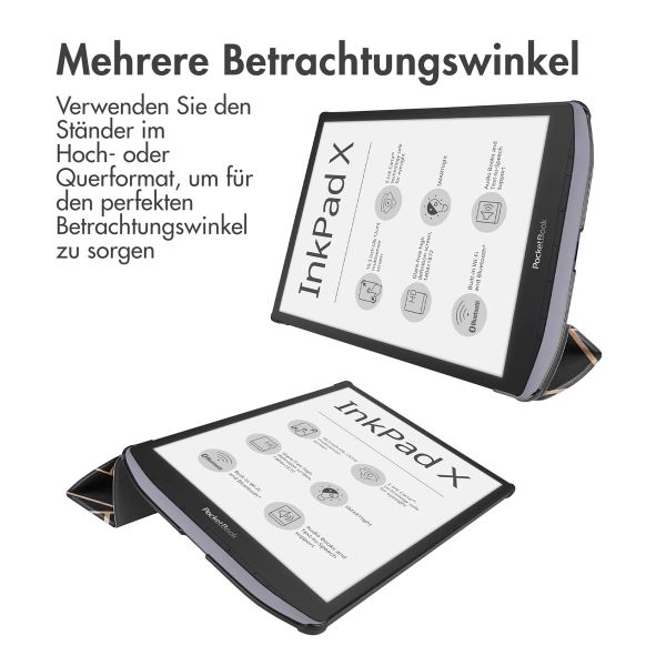 imoshion Design Trifold Hard Case Sleepcover Pocketbook InkPad X Pro - Black Graphic