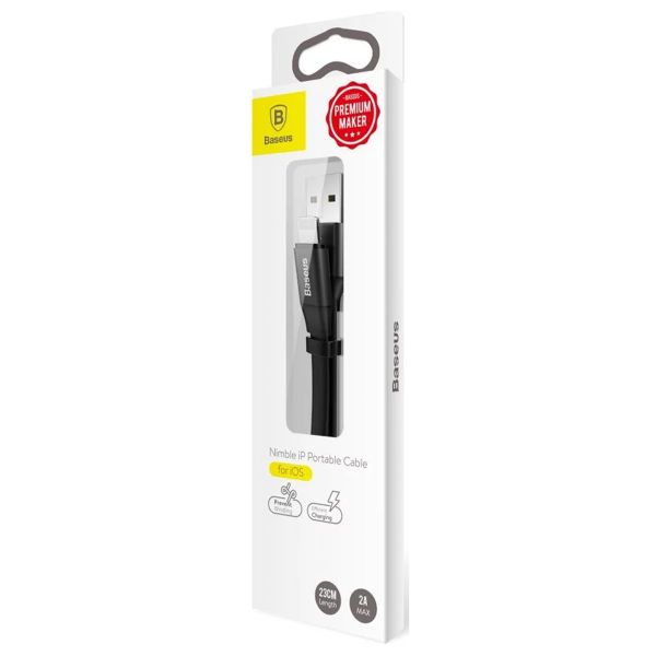 Baseus Nimble Series USB-A-zu-Lightning-Kabel extra kurz – 23 Zentimeter – Schwarz