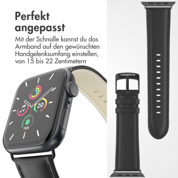 imoshion Classic Lederarmband für das  Apple Watch Series 1 t/m 9 / SE (38/40/41 mm) | Series 10 / 11 (42 mm) - Schwarz