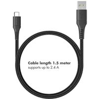 imoshion USB-C- auf USB-Kabel - Geflochtenes Gewebe - 1,5 m - Schwarz