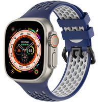 imoshion Silikonsportarmband Buckle für das Apple Watch Series 1 bis 10 / SE / Ultra (2) (44/45/46/49 mm) - Dunkelblau / Weiß