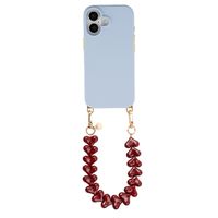 Selencia Rivièra MagSafe Backcover mit abnehmbaren Haken für das Apple iPhone 17 - Powder Blue + Lova Handykette - Burgundy