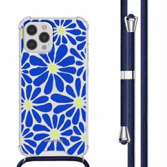imoshion Design Hülle mit Band Apple iPhone 12 Pro Max - Cobalt Blue Flowers Connect