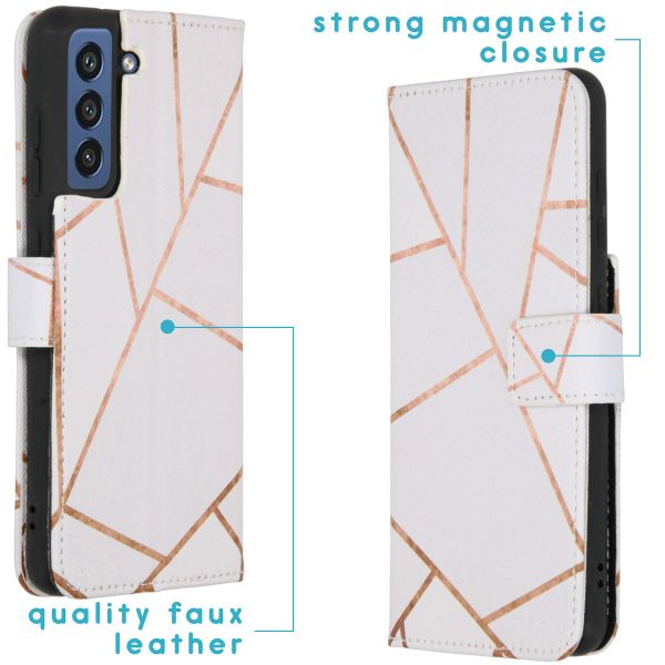 imoshion Design TPU Klapphülle Samsung Galaxy S21 FE - White Graphic