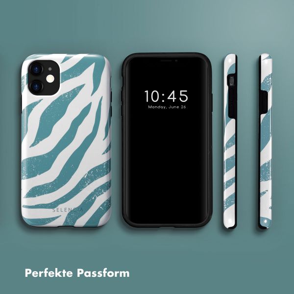 Selencia Vivid Tough Back Cover für das iPhone 11 - Colorful Zebra Pine Blue