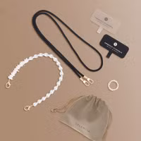 Selencia Handykette Set mit Perlen und Muscheln - Midnight Black