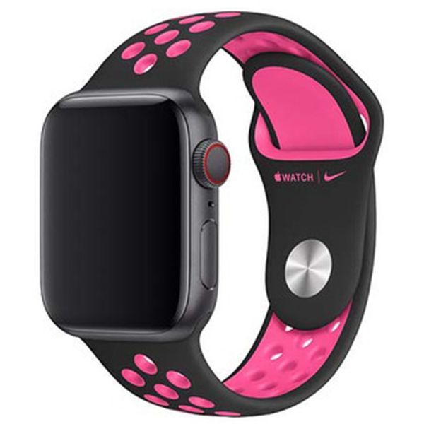 Apple Nike Sport Band Apple Watch Series 1-9 / SE - 38/40/41 mm / Series 10 - 42 mm - Black / Pink Blast