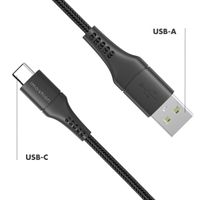 imoshion USB-C- auf USB-Kabel - Geflochtenes Gewebe - 3 m - Schwarz