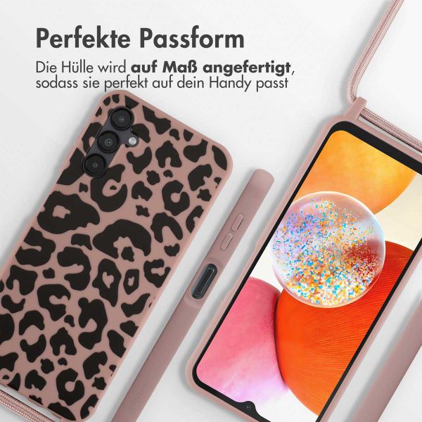 imoshion Silikonhülle design mit Band für das Samsung Galaxy A14 (5G/4G) - Animal Pink