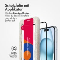 Accezz Dreifach starke Full Cover Schutzfolie mit Applikator für das iPhone 15 Plus - Transparent