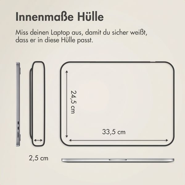 Accezz Leather Laptop Hülle mit Reißverschluss 15-16 Zoll - Laptop Sleeve - Beige