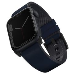 Uniq Straden Wasserdichtes Lederarmband für das  Apple Watch Series 1 t/m 11 / SE / Ultra (44/45/46/49 mm) - Prussian