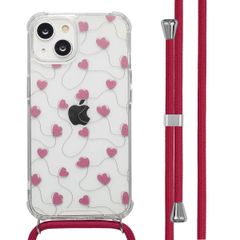 imoshion Design Hülle mit Band Apple iPhone 14 - Dusty Rose Connected Hearts