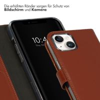 Selencia Echtleder Klapphülle für das iPhone 15 - Hellbraun