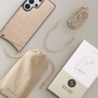 Selencia Nova Croco HandyHülle mit Kordel und Kartenhalter Samsung Galaxy S26 Ultra - Beige