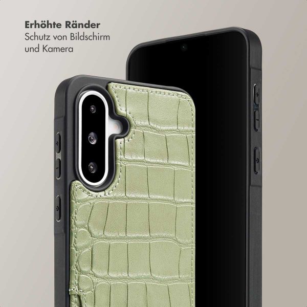 Selencia Nova Croco Back Cover mit Band und Kartenfach für das Samsung Galaxy A36 / A56 - Sage Green