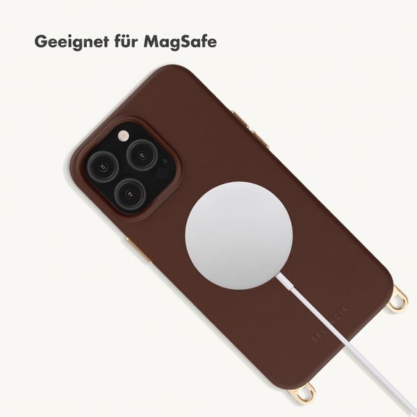 Selencia Rivièra Backcover mit MagSafe mit abnehmbaren Haken Apple iPhone 14 Pro - Choco Brown