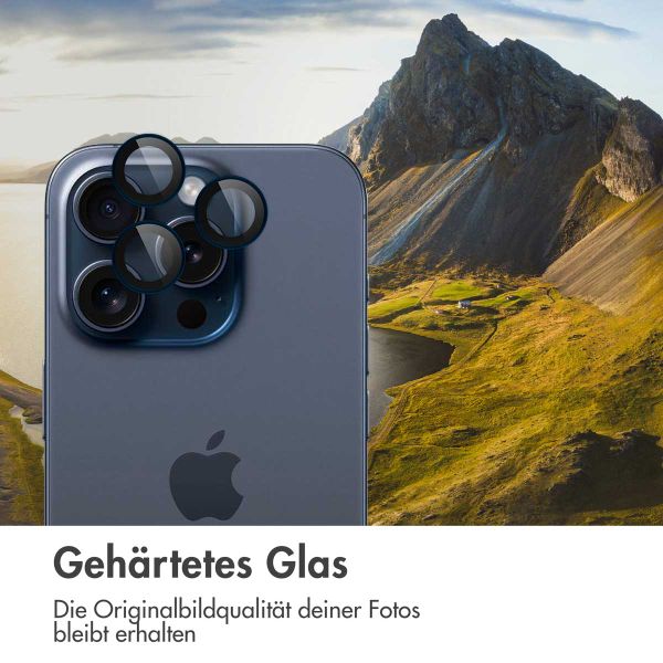 imoshion 2er-Pack Objektivschutz für Kamera für das Apple iPhone 15 Pro / 15 Pro Max - Blue Titanium