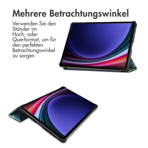 imoshion Design Trifold Klapphülle für das Samsung Galaxy Tab S9 11.0 Zoll - Green Plant