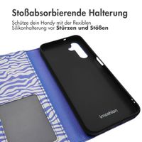 imoshion Design Klapphülle Samsung Galaxy A14 (5G/4G) - White Blue Stripes