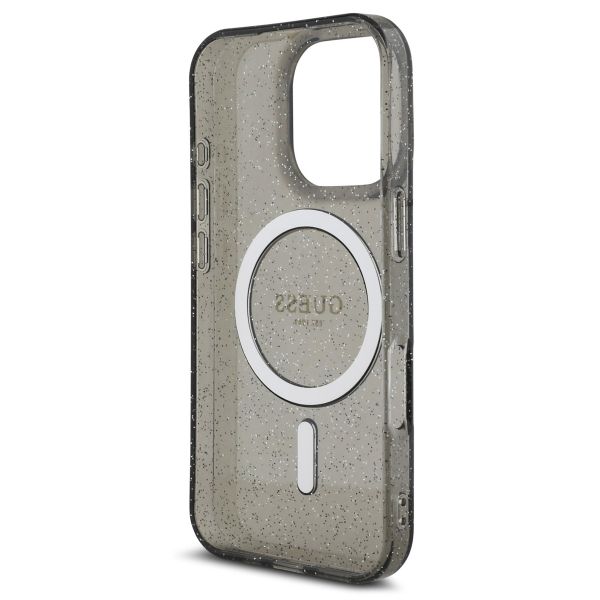 Guess MagSafe IML Glitter Case mit Beads Strap Apple iPhone 16 Pro Max - Schwarz