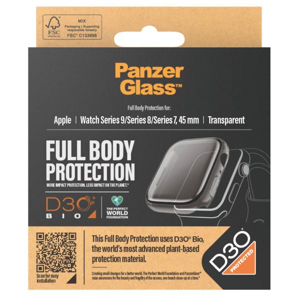 PanzerGlass Full Body Protection D3O® Bio Case Apple Watch 7 / 8 / 9 - 45 mm - Transparent