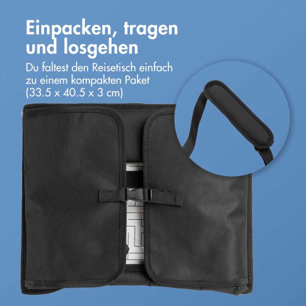 imoshion Reisetisch - Tablethalter Auto - 7 Aufbewahrungsfächer - Inklusive 2 Malvorlagen - Schwarz