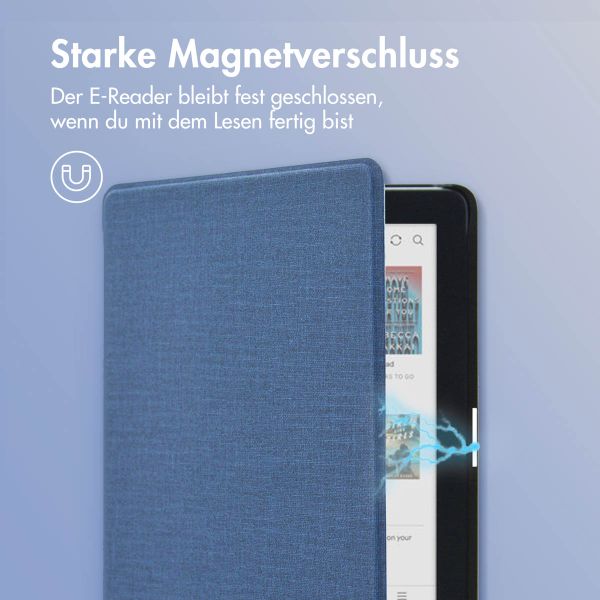imoshion Canvas Sleepcover Klapphülle für das Kobo Clara Colour / Clara BW / Tolino Shine 5 / Shine Color - Dunkelblau