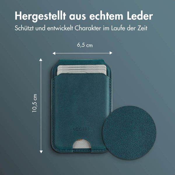 Accezz Vintage Leder MagSafe Kartenhalter mit Ständer - Smokey Green