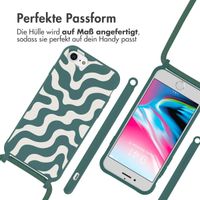 imoshion Silikonhülle design mit Band für das iPhone SE (2022 / 2020) / 8 / 7 - Petrol Green Groovy