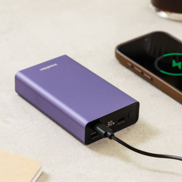 imoshion Ultra Series Aluminium Powerbank 20.000 mAh - Schnellladen bis 33W - Tropical Violet