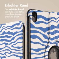 imoshion 360° drehbare Design Klapphülle für das iPad Air 5 (2022) / Air 4 (2020) - White Blue Stripes